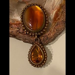 Stephen Dweck Bronze Orange Citrine Brooch